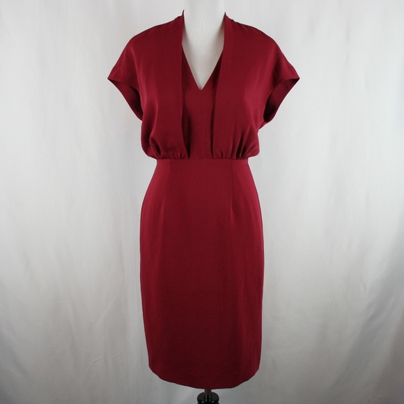Reiss Dresses & Skirts - Reiss Dania Shift V Neck Dress In Rouge